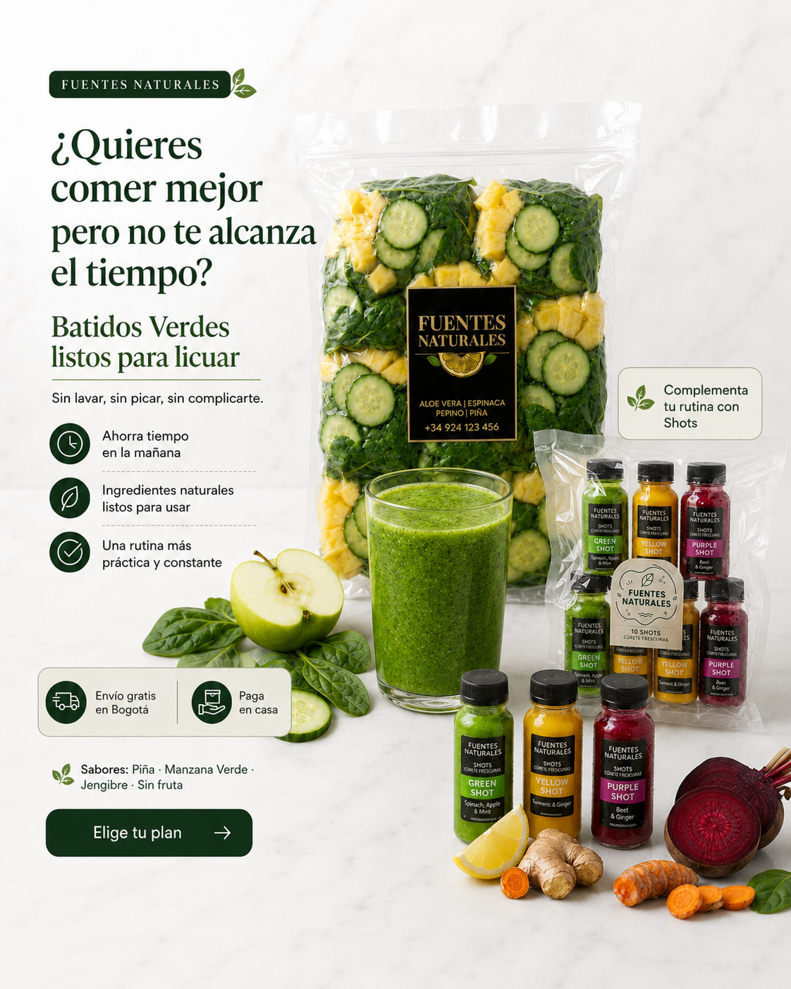 Batidos Verdes Listos para Licuar